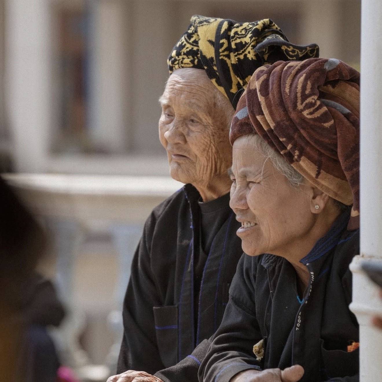 Pa-O elders wearing traditional turbans in Hopong